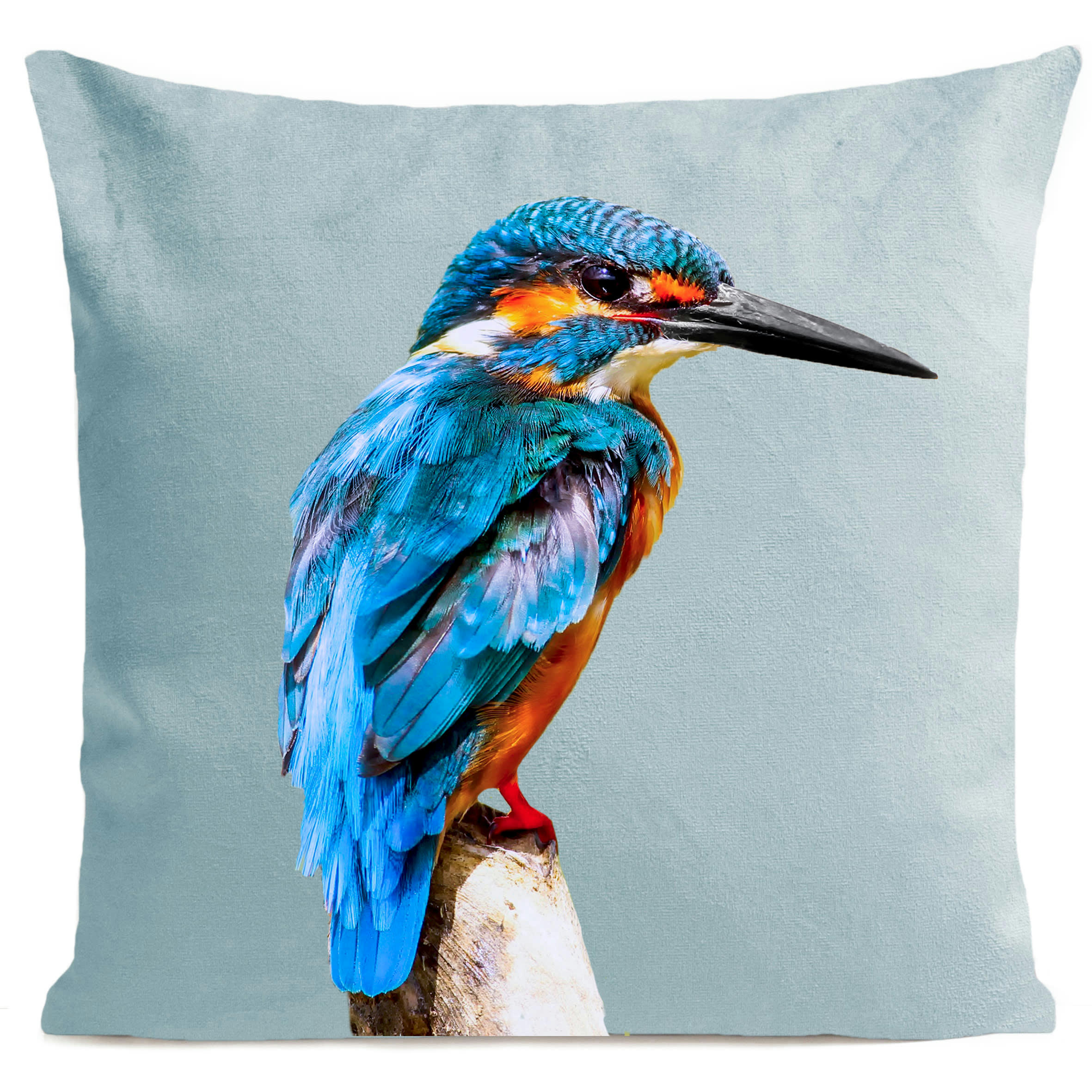 - Coussin oiseau bord de mer suédine bleu 40x40cm
