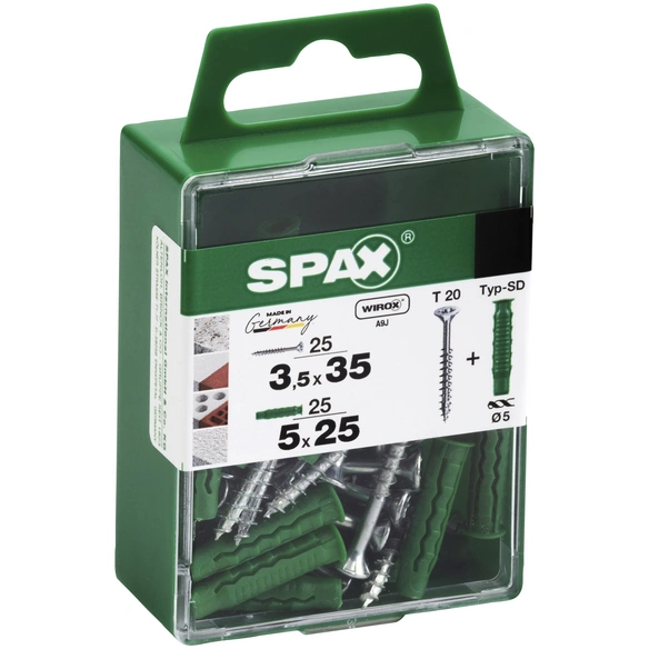 Spreizdübel, Typ-SD, Nylon, 25 Stück, inkl. Universalschraube, 3,5 x 35 mm
