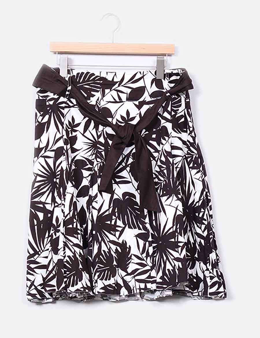 Camaïeu White and black patterned midi skirt