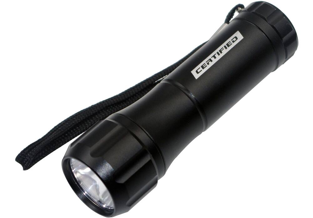 Certified 120 Lumens LED Aluminum Handheld Flashlights, Batteries Included, Assorted Colours, 3-pk
