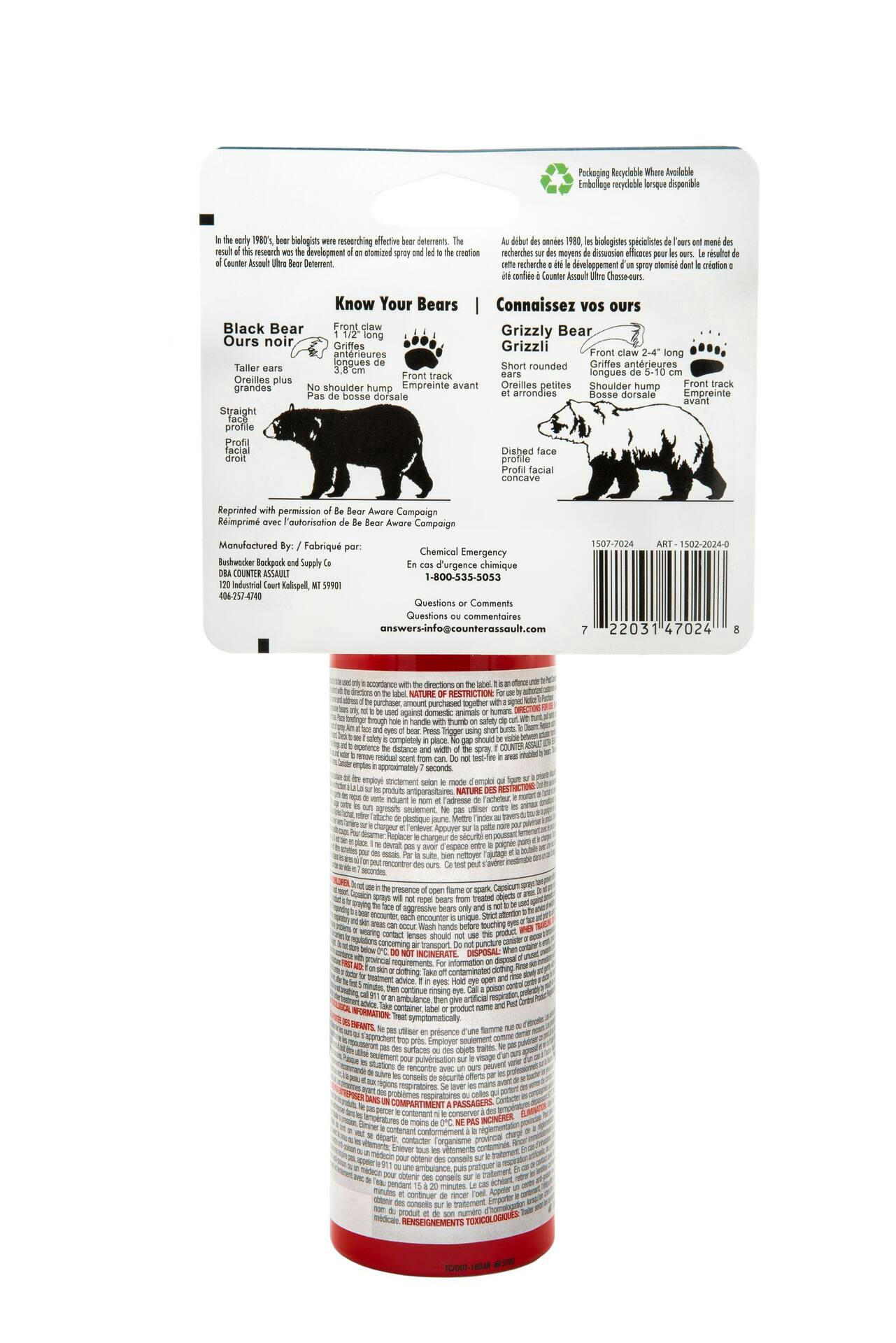 Counter Assault Bear Spray Deterrent, 230-g