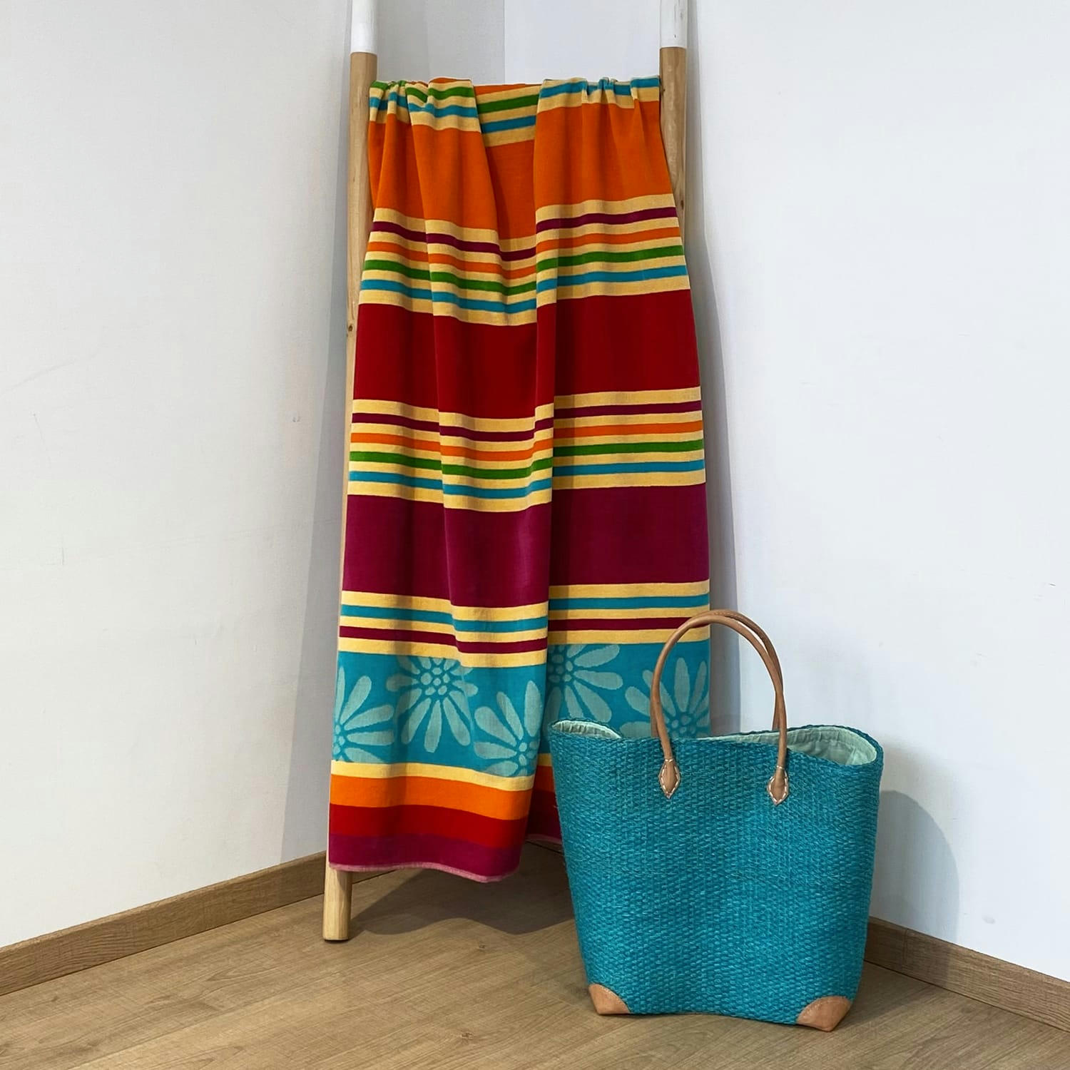 RAYURES AVEC MOTIFS ÉPONGE VELOURS CISELÉE - Serviette de plage éponge velours ciselée Bloma 90x170 multicolore