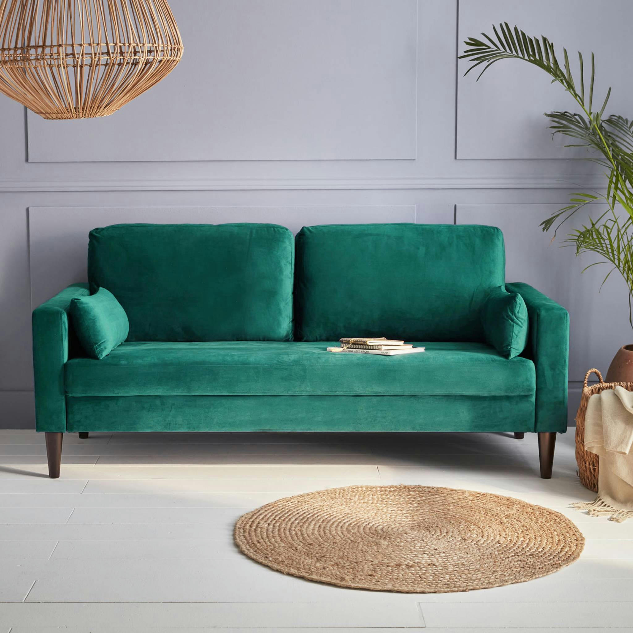 BJORN - Canapé 3 places en velours vert anglais