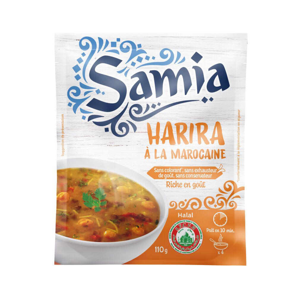 Soupe Harira à la Marocaine Samia x4 déshydratée sachet 110g