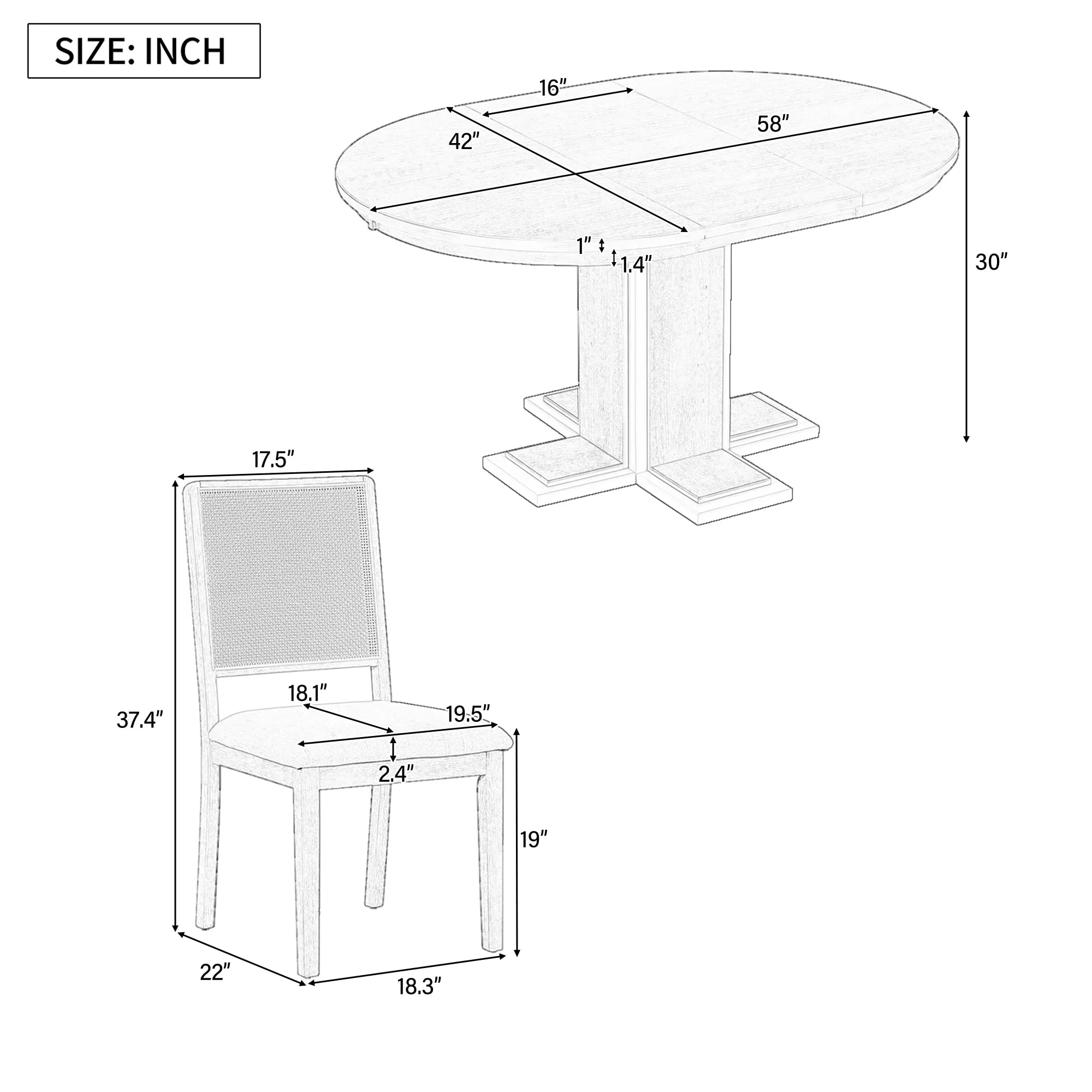 Round Dining Table for 4 with Chairs Set
