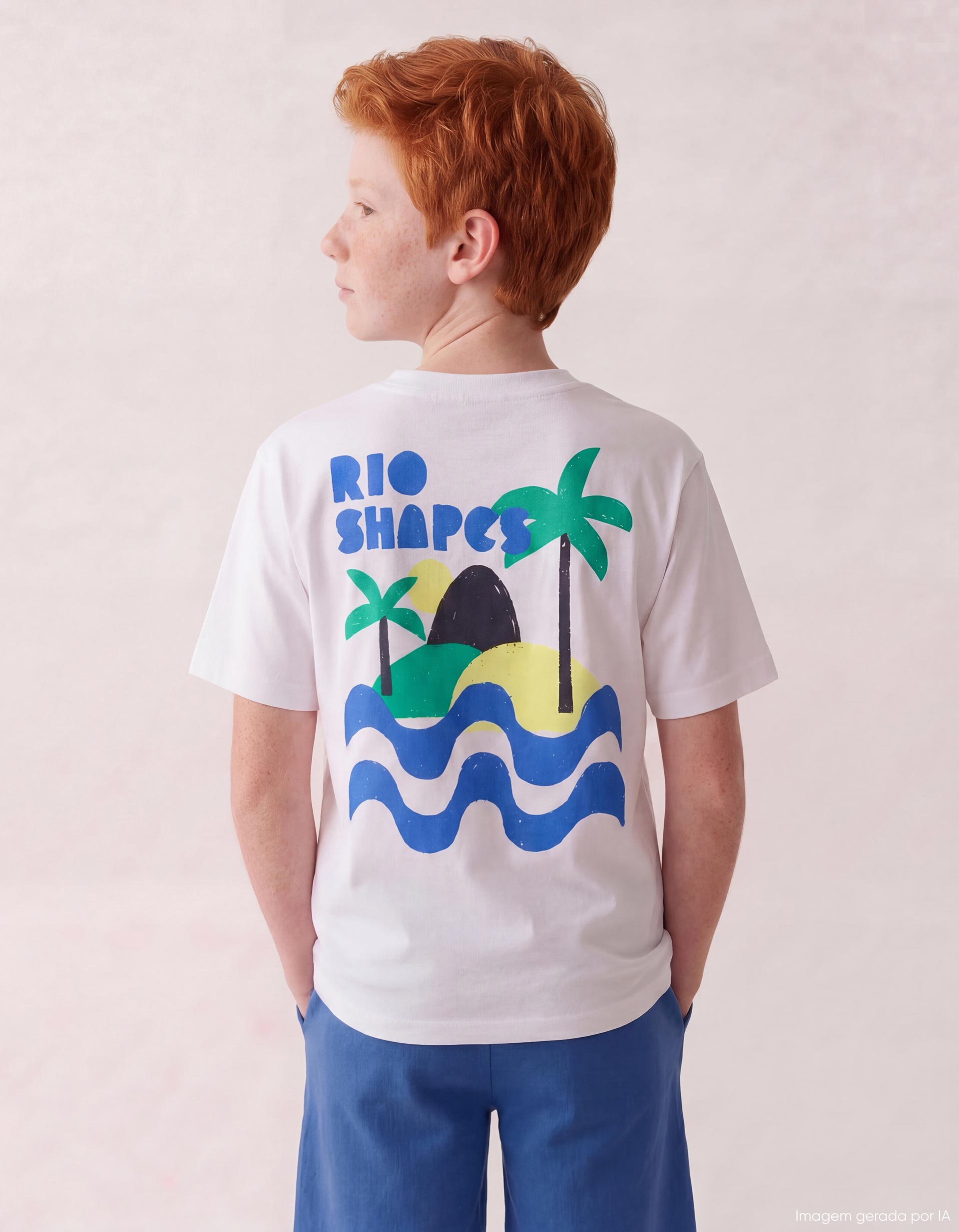 T-shirt Estampado, Menino, Branco