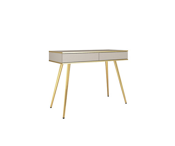 Coiffeuse, beige, pieds dorés, 102 x 79 x 50 cm