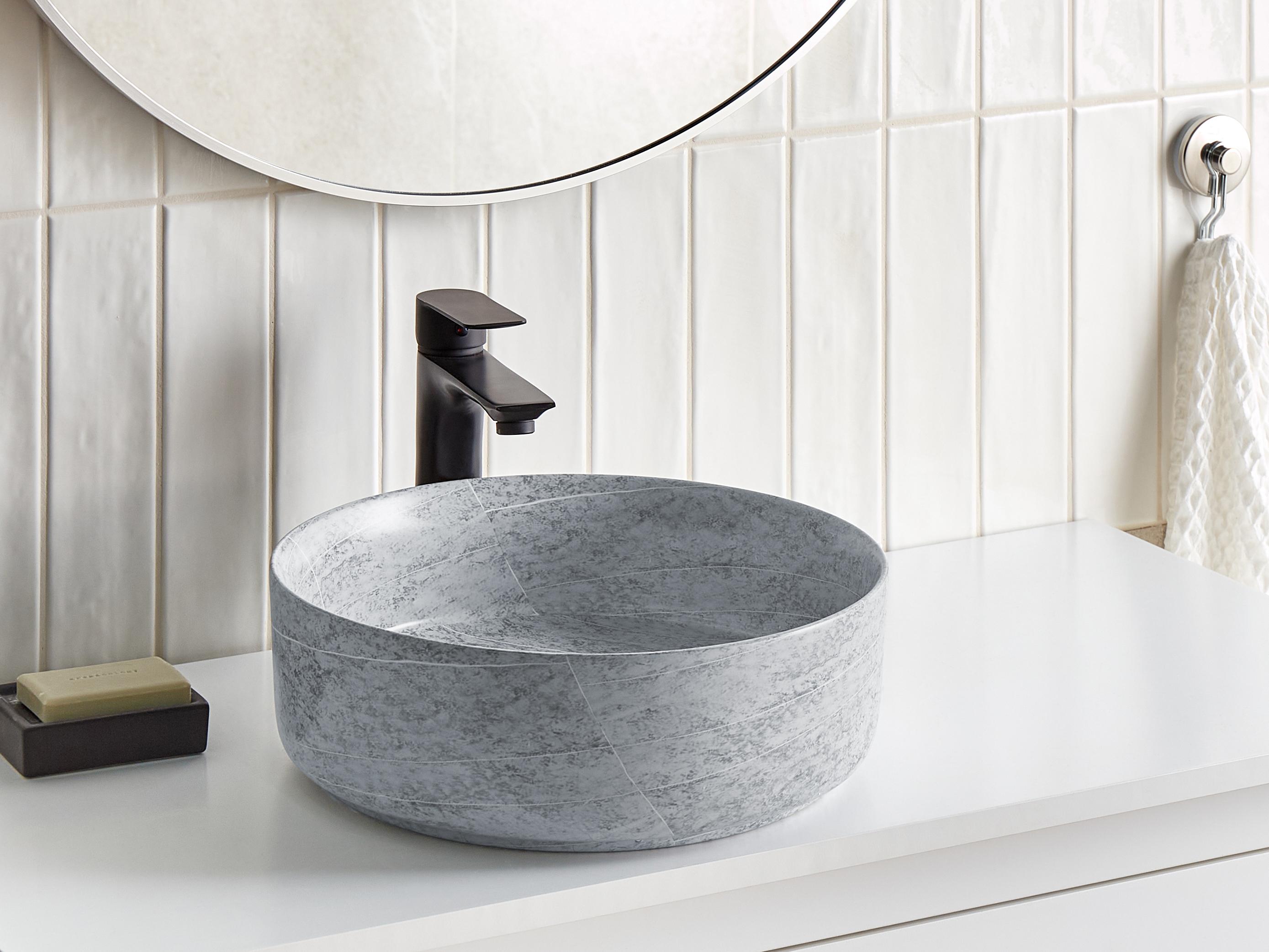 Countertop Basin GUDAR ? 370 mm Ceramic Grey Concrete Effect