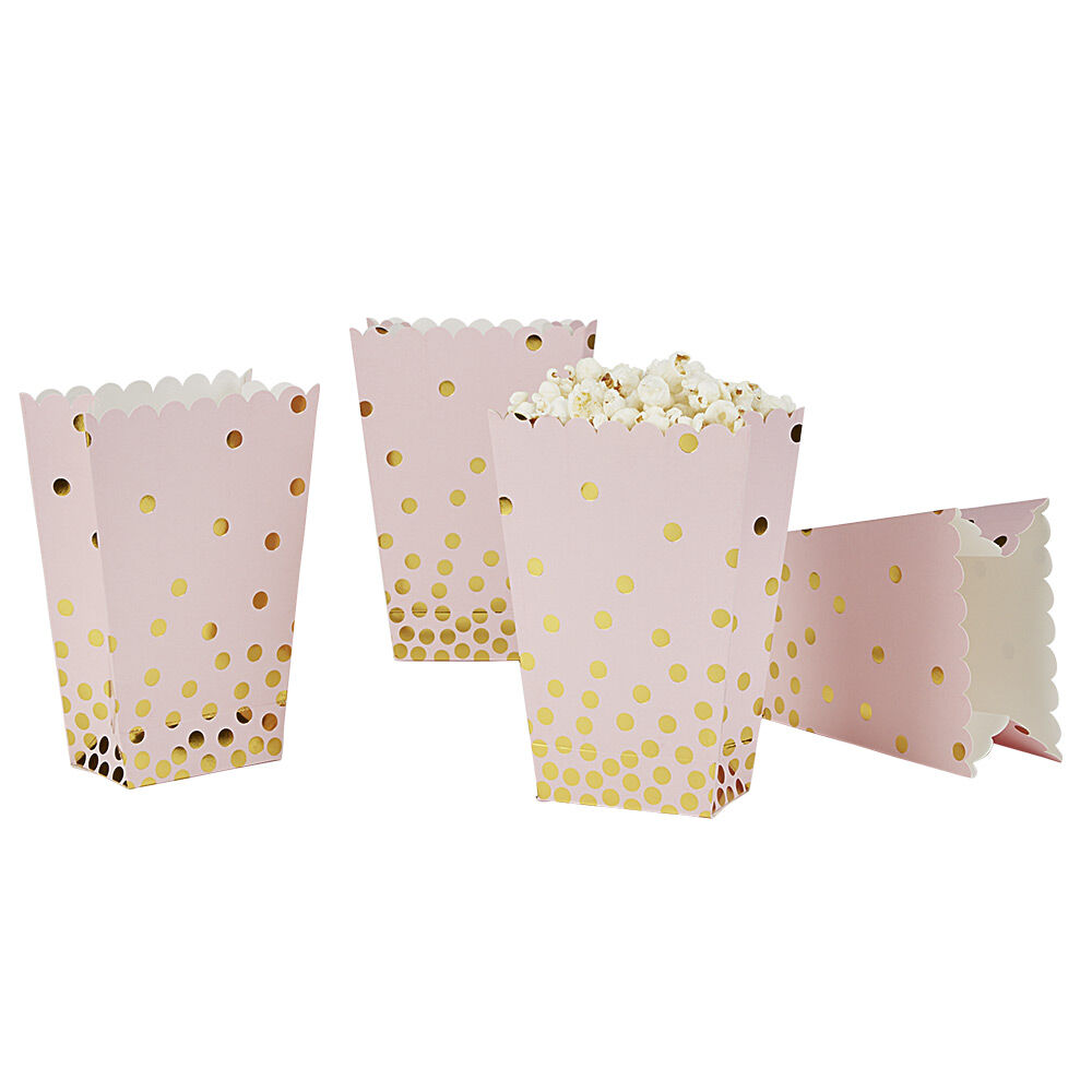 BoÎte à bonbons ou pop corn rose et doré à poids x 4