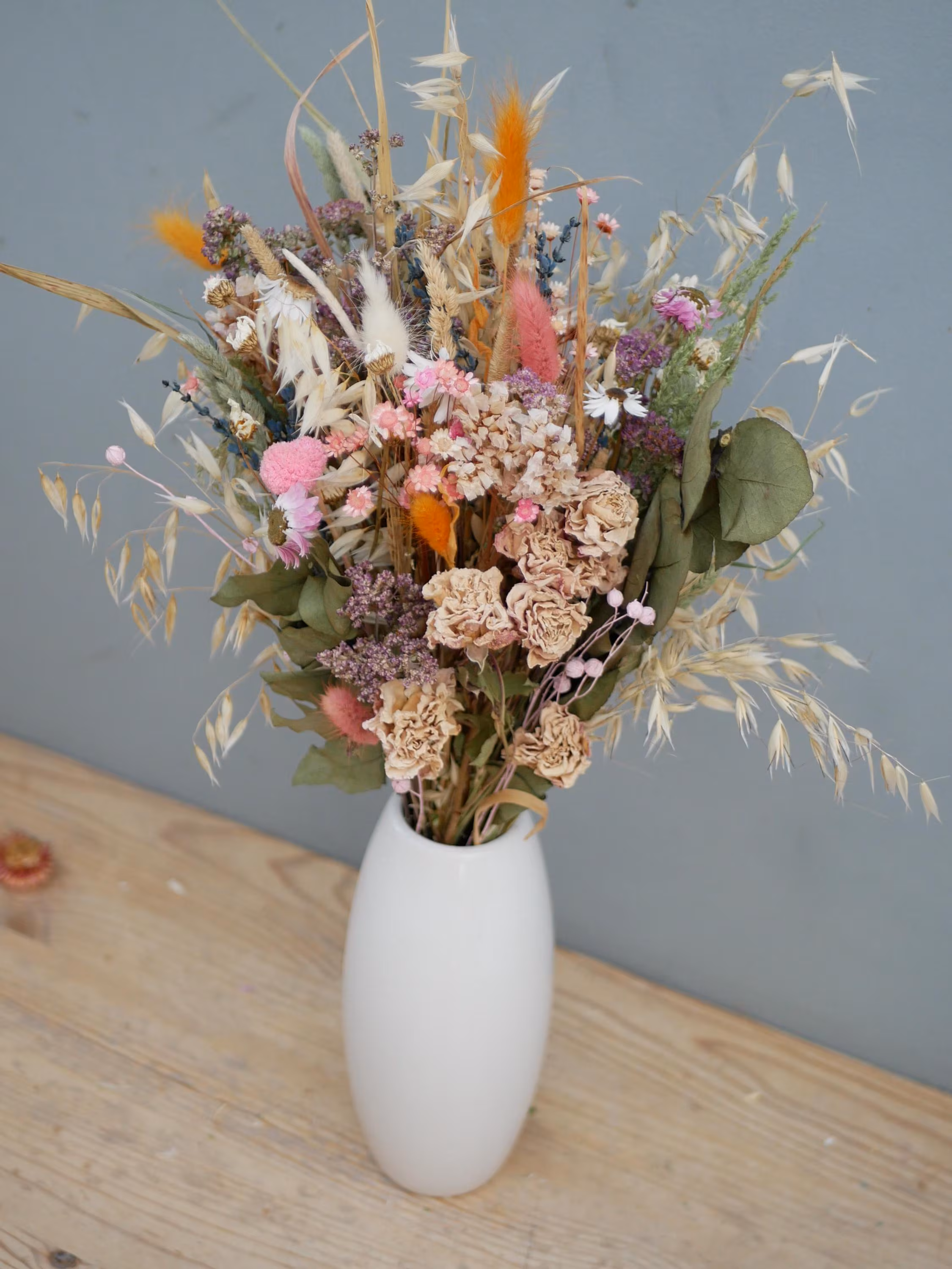 Dried English Meadow Flowers Bouquet – Rustic Country Style Arrangement (40cmx20cm)