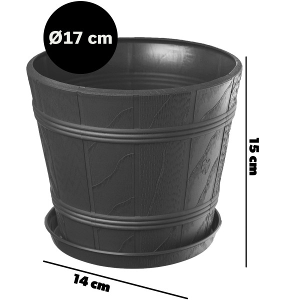 Doniczka Osłonka Na Kwiaty Podstawka Grafit 17cm