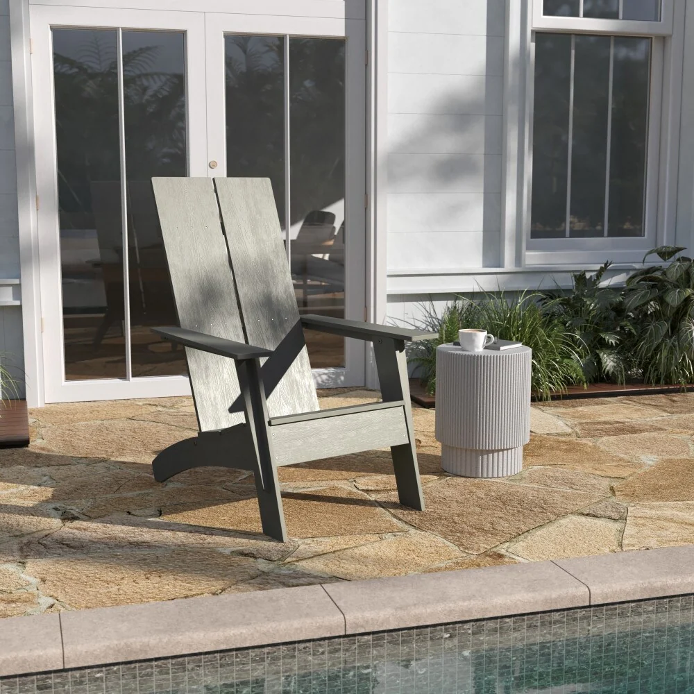 Modern Dual Slat Back Adirondack Style Patio Chair