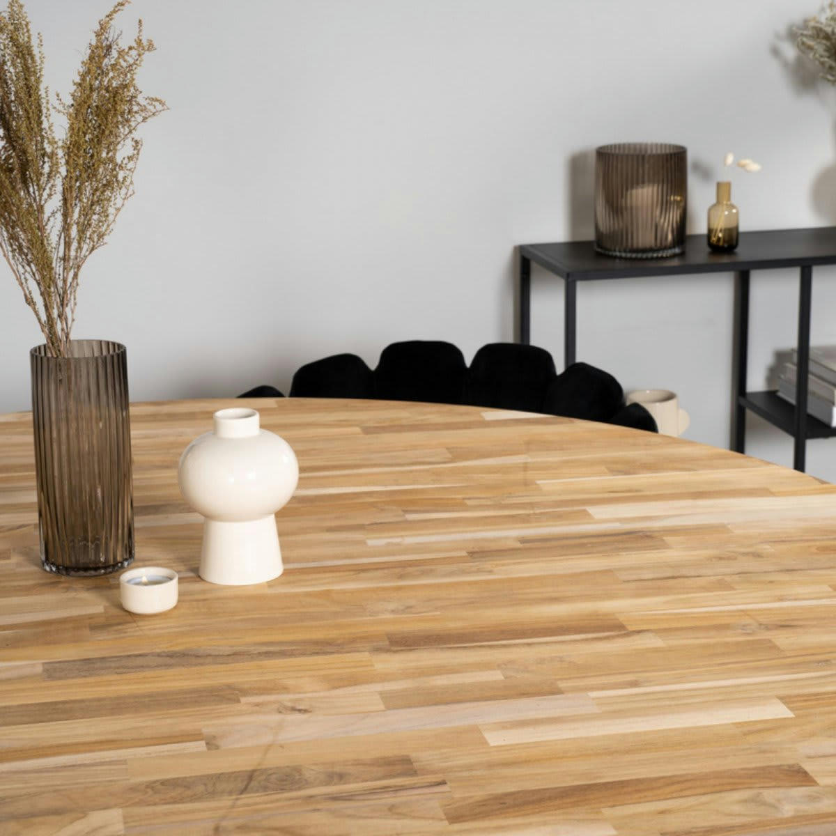 SYBERION - Table à manger ronde 140cm en bois et métal