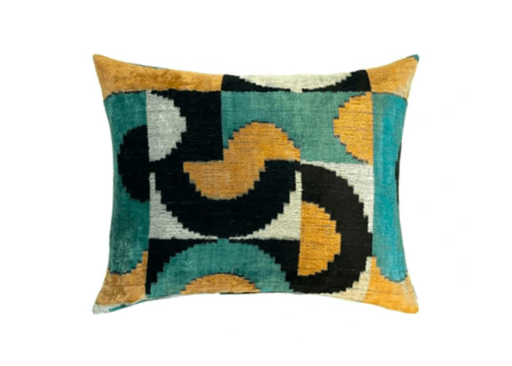 - Housse de coussin velours soie ikat  40x50 multicouleur