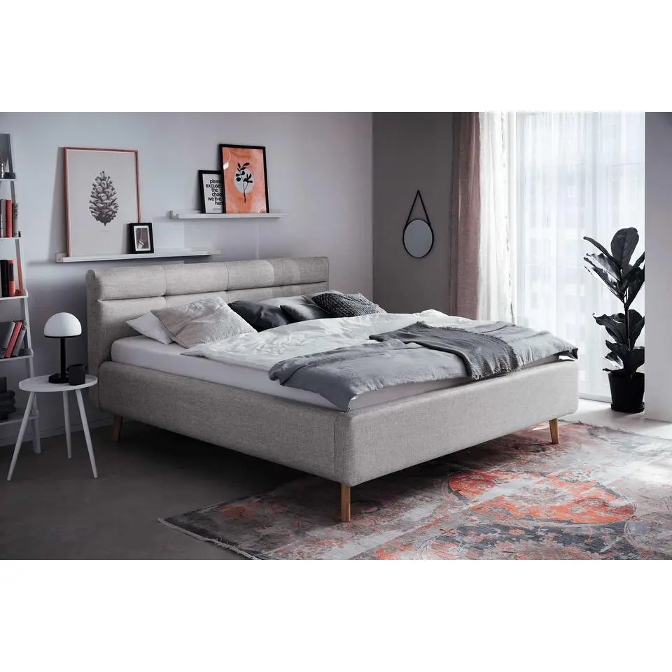 Tweepersoonsbed Laika 160x200cm met opbergruimte - grijs