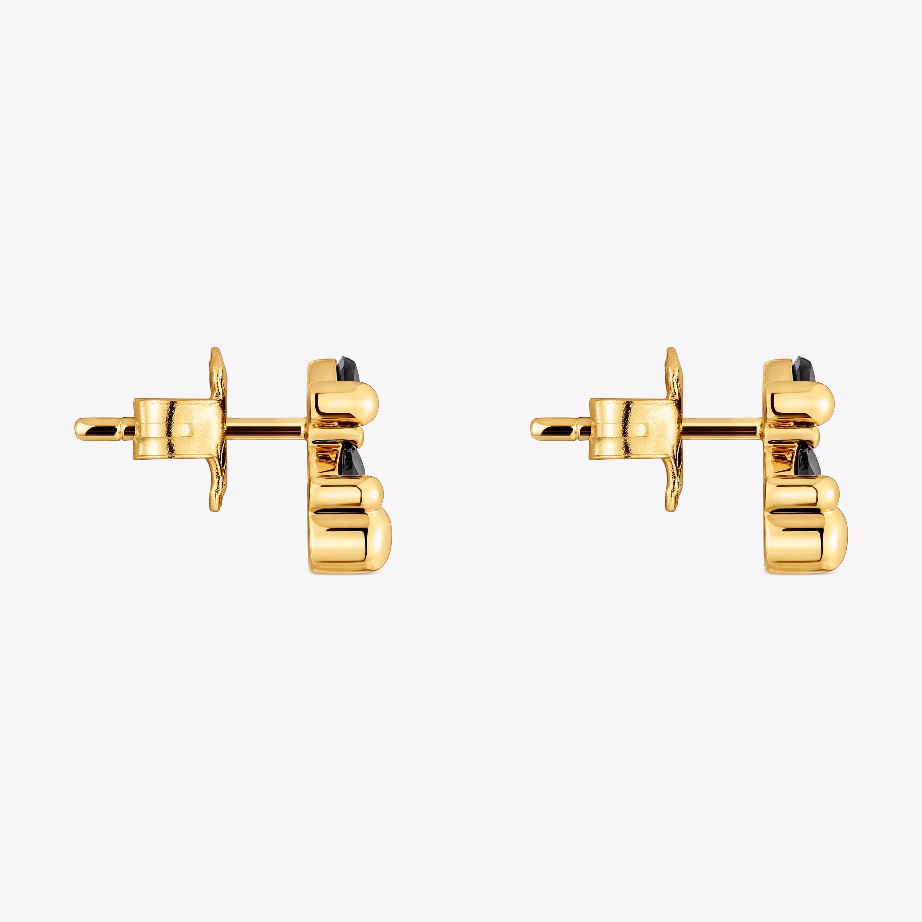 Pendientes motivo oso con baño de oro 18 kt sobre plata y ónix 8 mm Color Bear