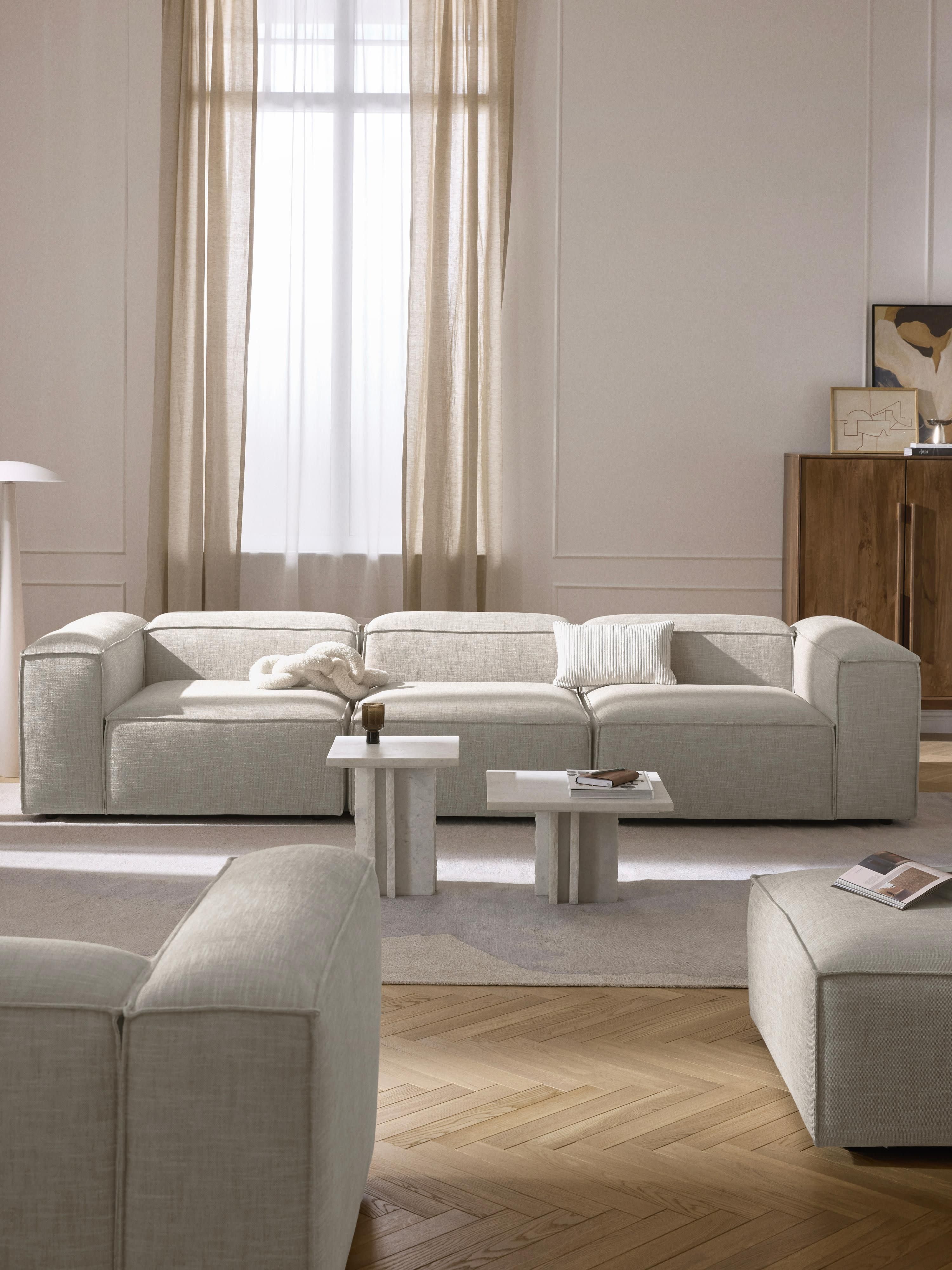 Modulares Sofa Lennon (4-Sitzer) aus Leinen-Mix