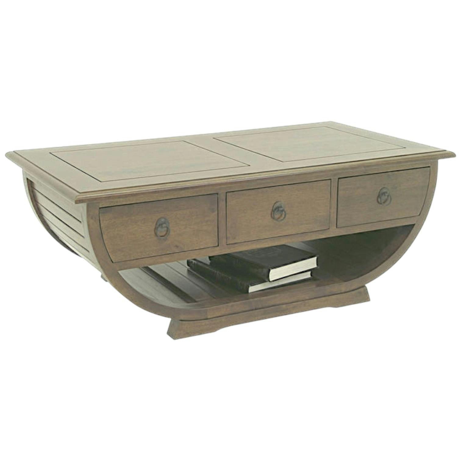 Table basse demi cercle hévéa massif 110x40cm TRADITION