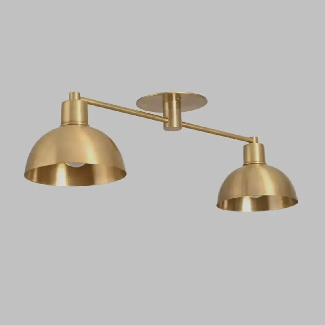 Double Dome Flush Mount | Brass 2 Light Fixture | Industrial Ceiling Lamp | Kitchen