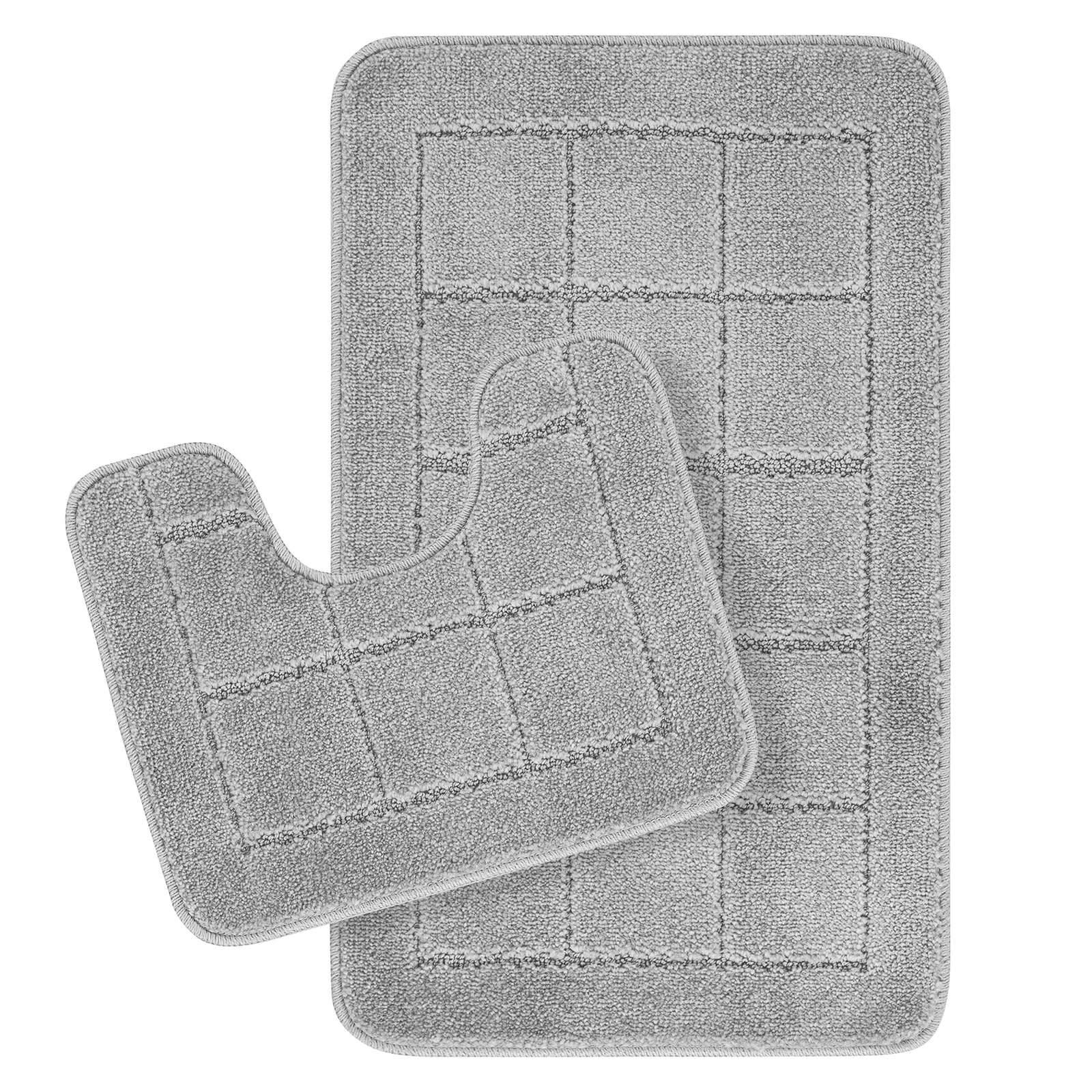 NOELLE - Set de 2 Tapis de Salle de Bain Uni Chic Gris 80x50/40x40
