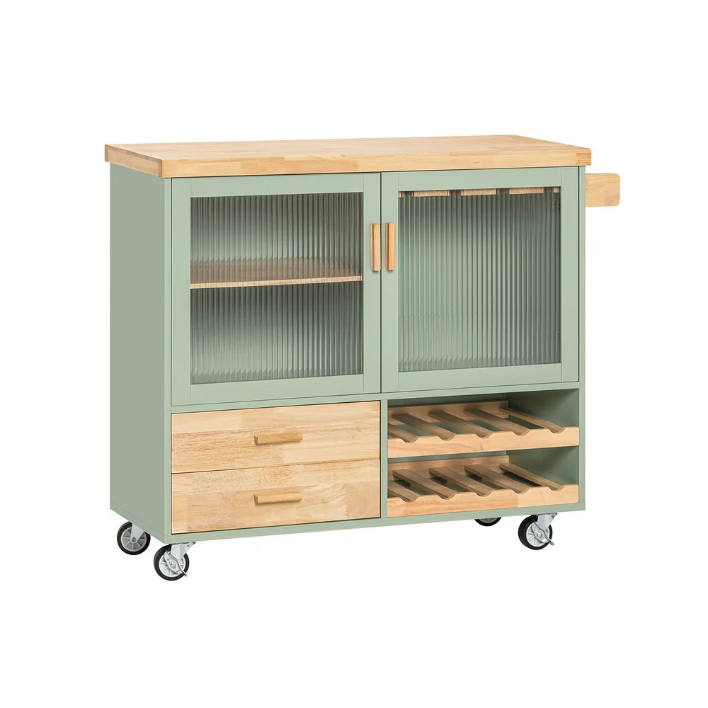 SoBuy Wyspa kuchenna z dwiema szufladami Zielony 110x40x91.5cm FKW114-GR