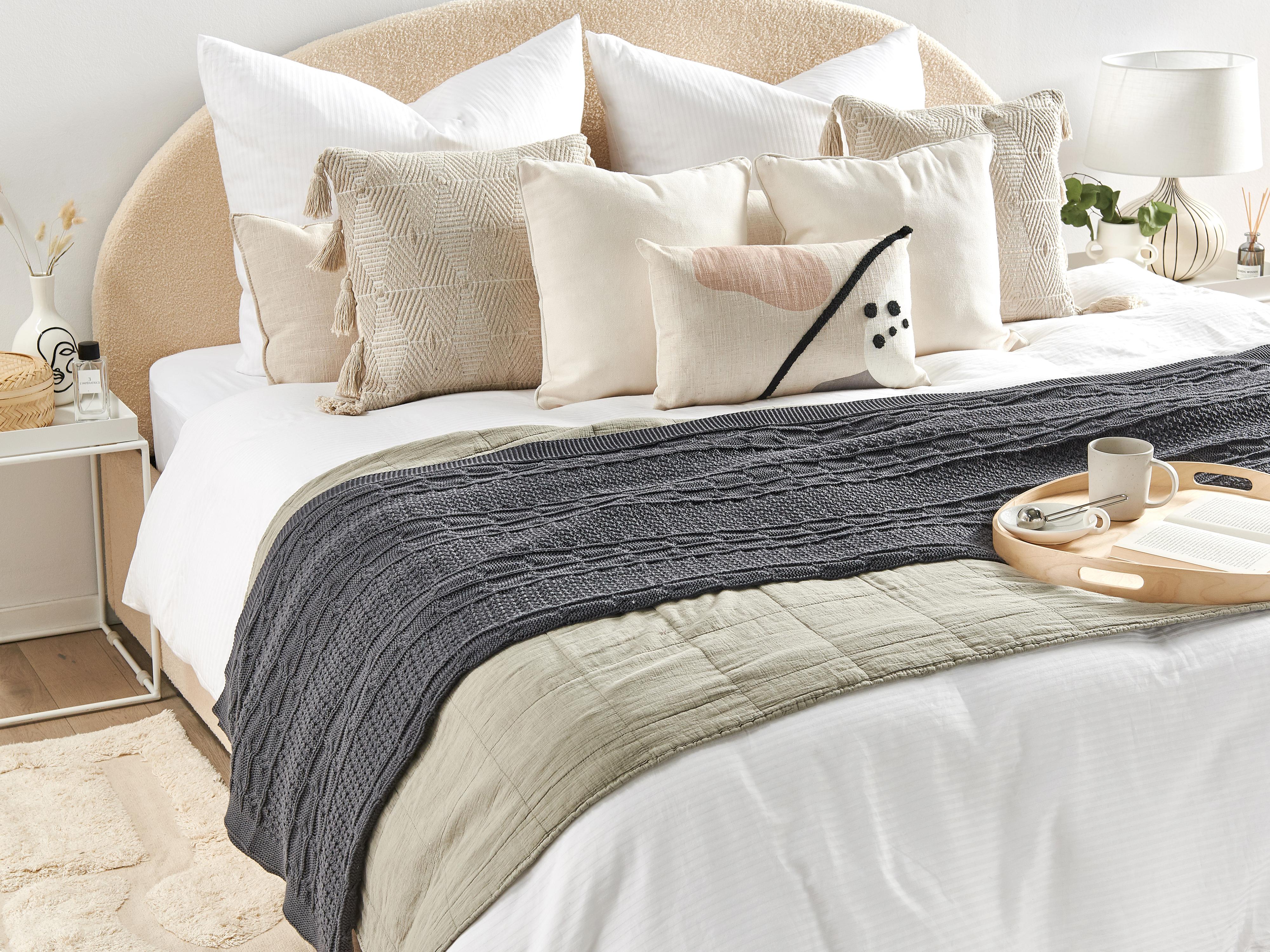 Blanket FETHIYE Cotton 140 x 170 cm Dark Grey