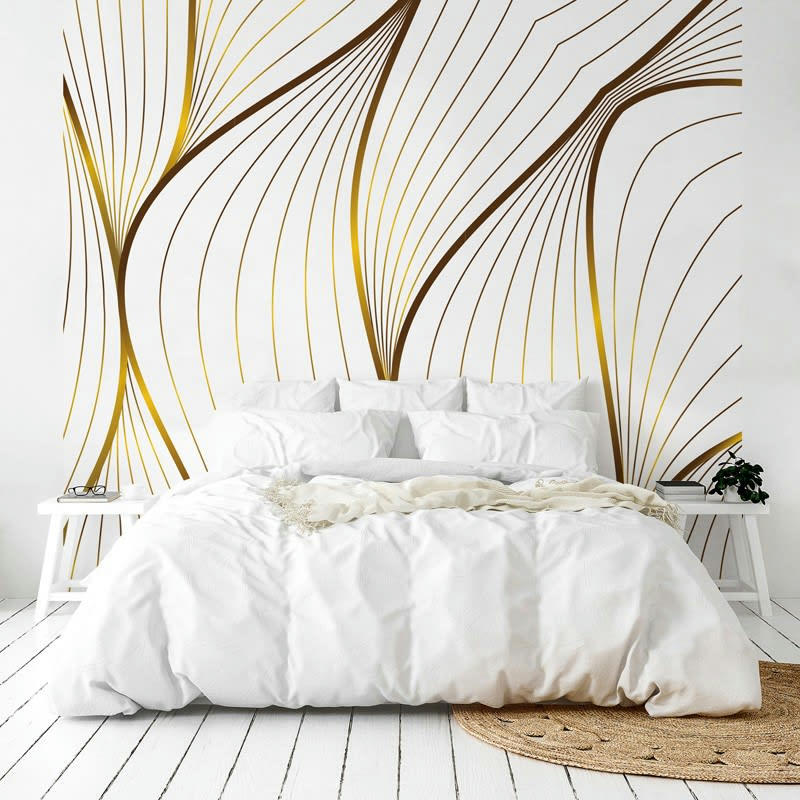 SOTMA - Papier Peint Panoramique L240xH270cm Blanc Or Doré