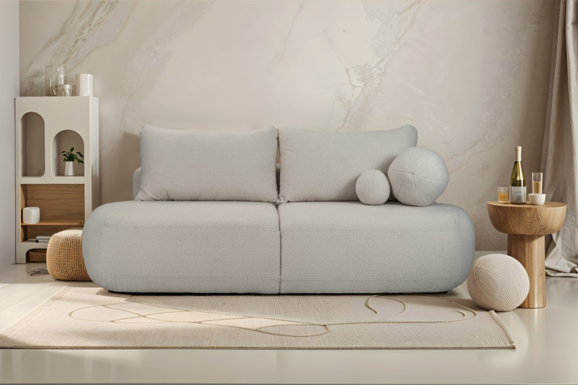 Rozkładana Sofa Fabo z pojmnikiem na pościel, tkanina Quelle Szary