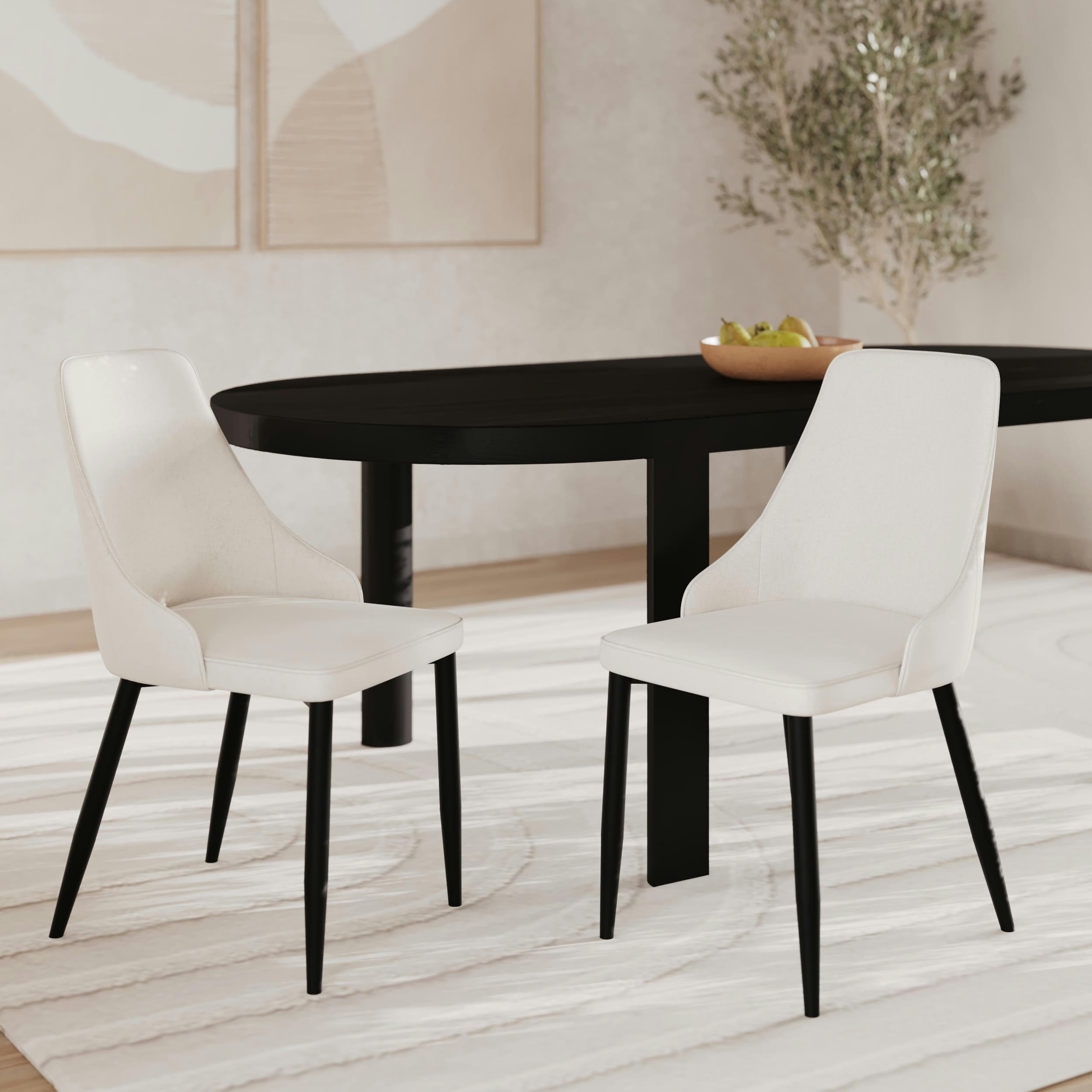 PIPO - Chaise en tissu beige et pieds en métal (lot de 2)