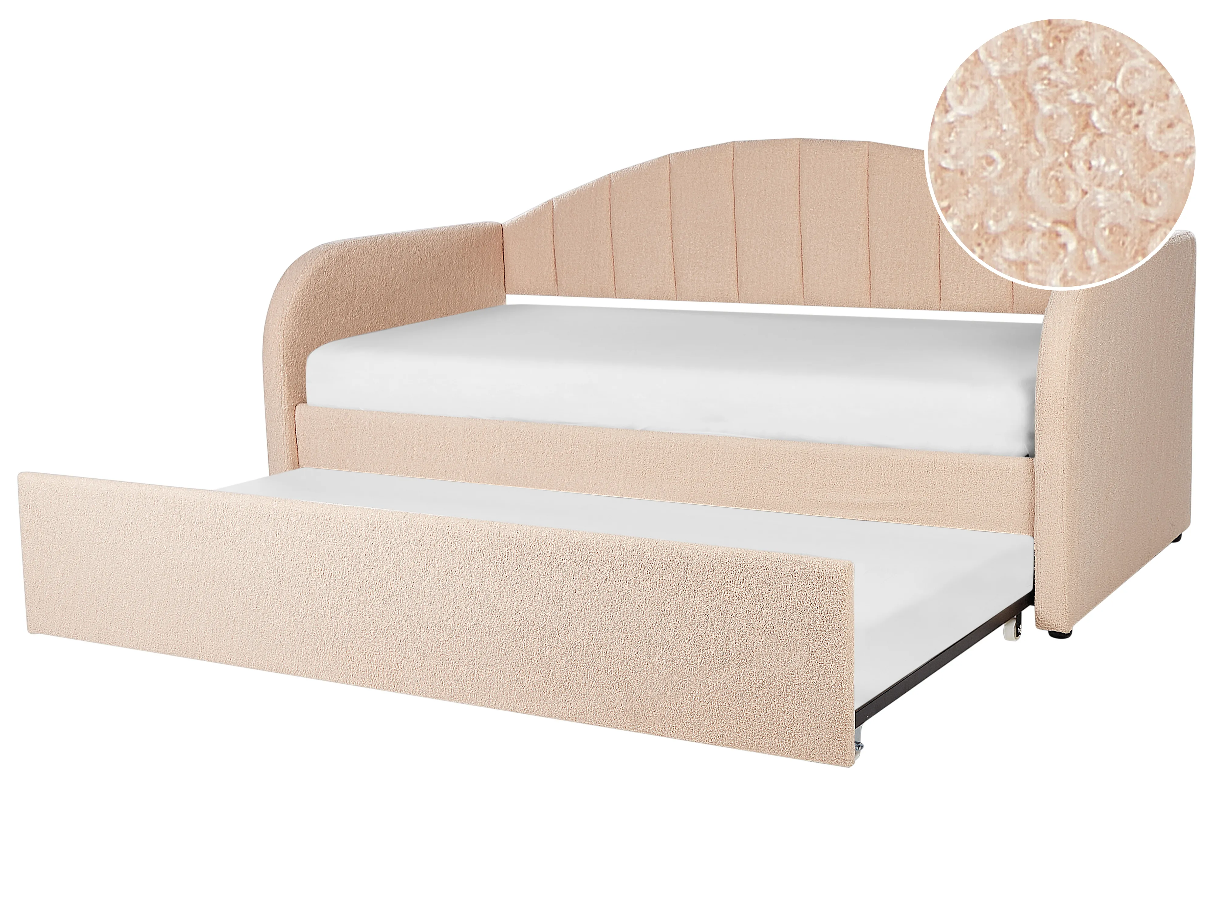 Trundle Bed Boucle EYBURIE 90 x 200 cm (EU Single) Peach Pink