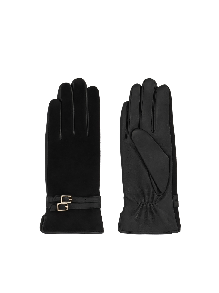 Gloves in suede and smooth leather
