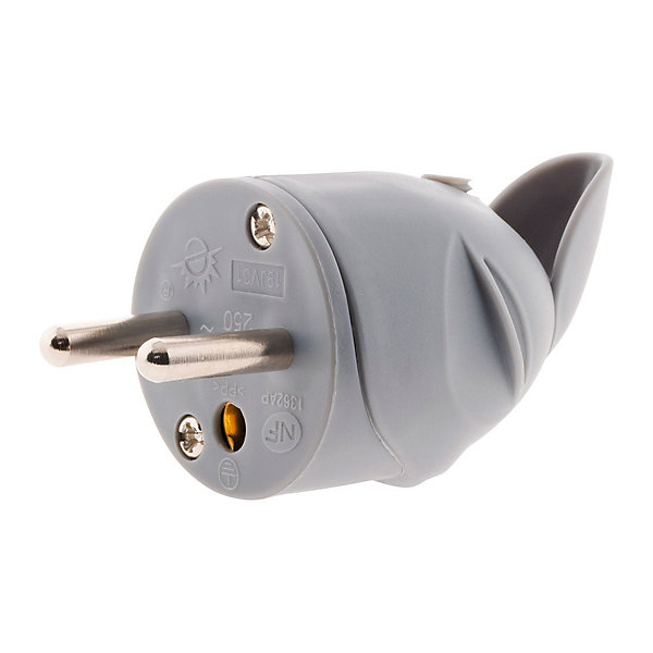 Lot de 10 fiches mâles coudées 16A 2P T - Gris - Zenitech