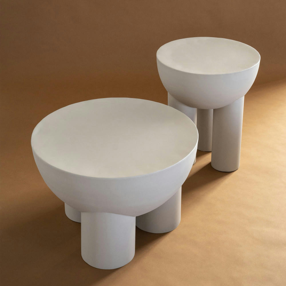 OLLIE - Table d'appoint en métal D43,5cm ecru