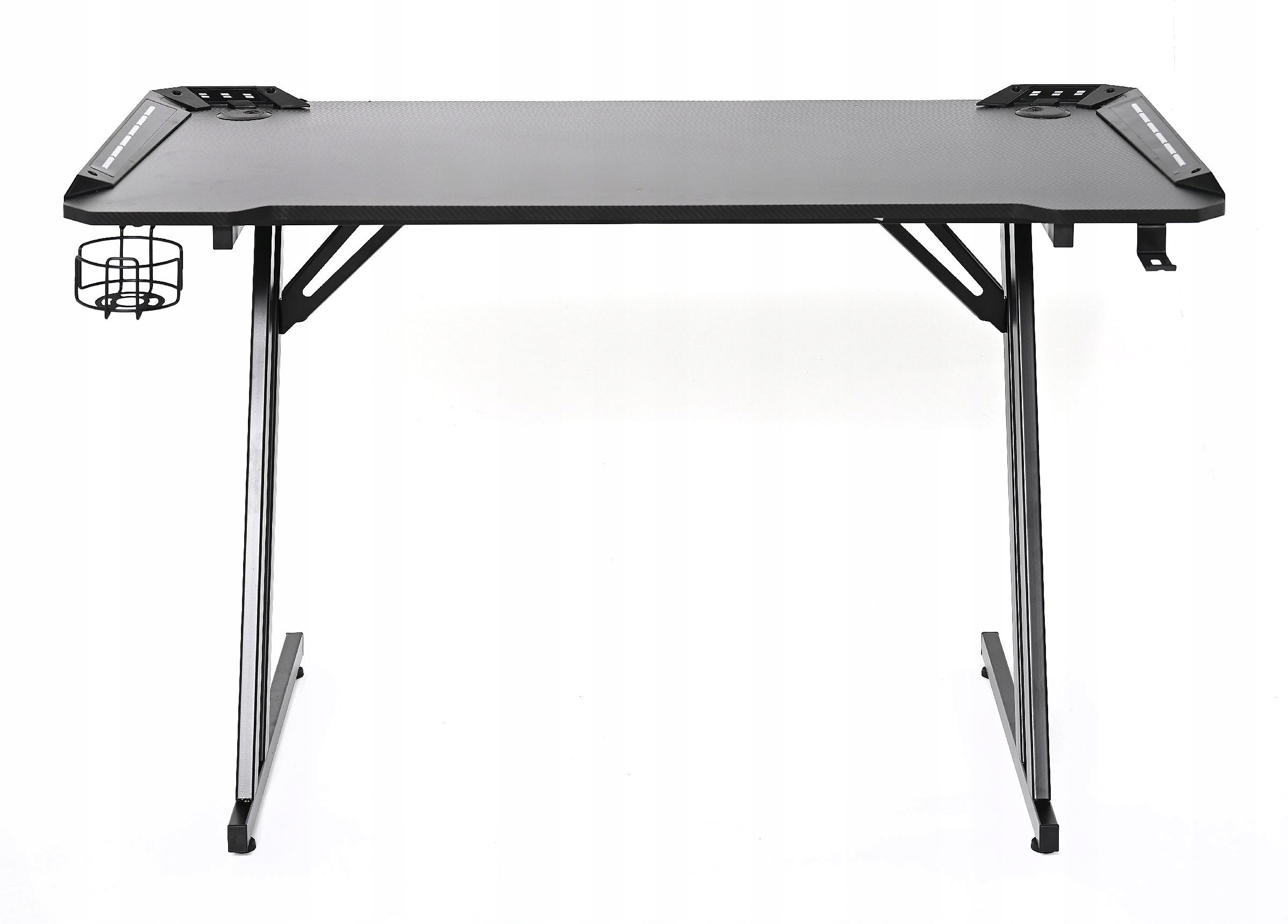 Biurko gamingowe do gier loft płyta MDF stal czarne led