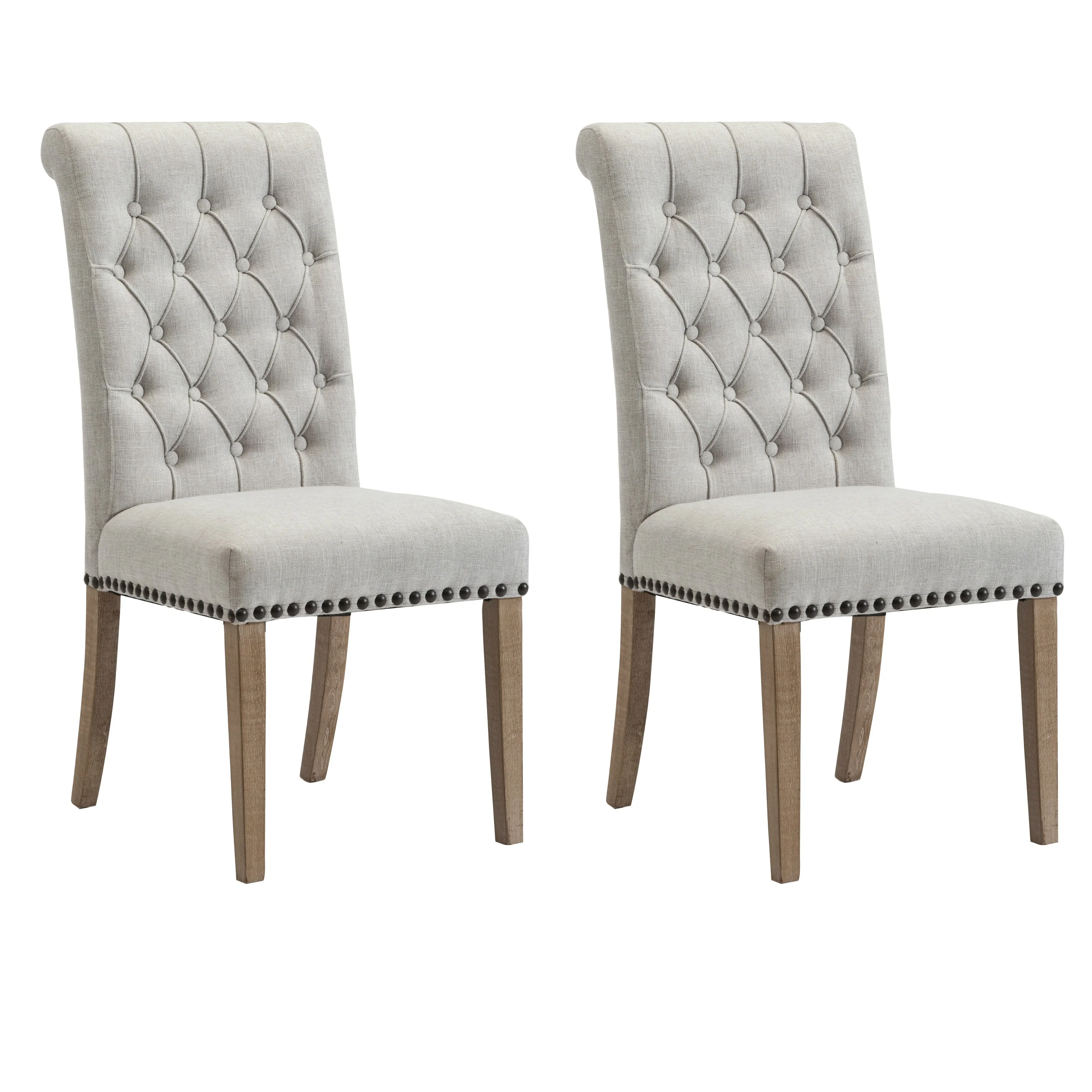 The Gray Barn Abbotsbury High Back Linen Grey Dining Chairs