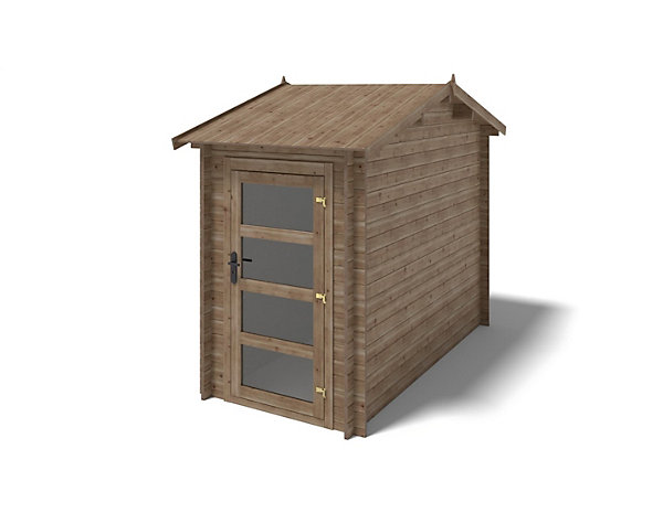 Abri de jardin en bois - 1.5x3 m avec extension de 4x2.76 m - 15.56 m²- Traité - DOM673 DOS194