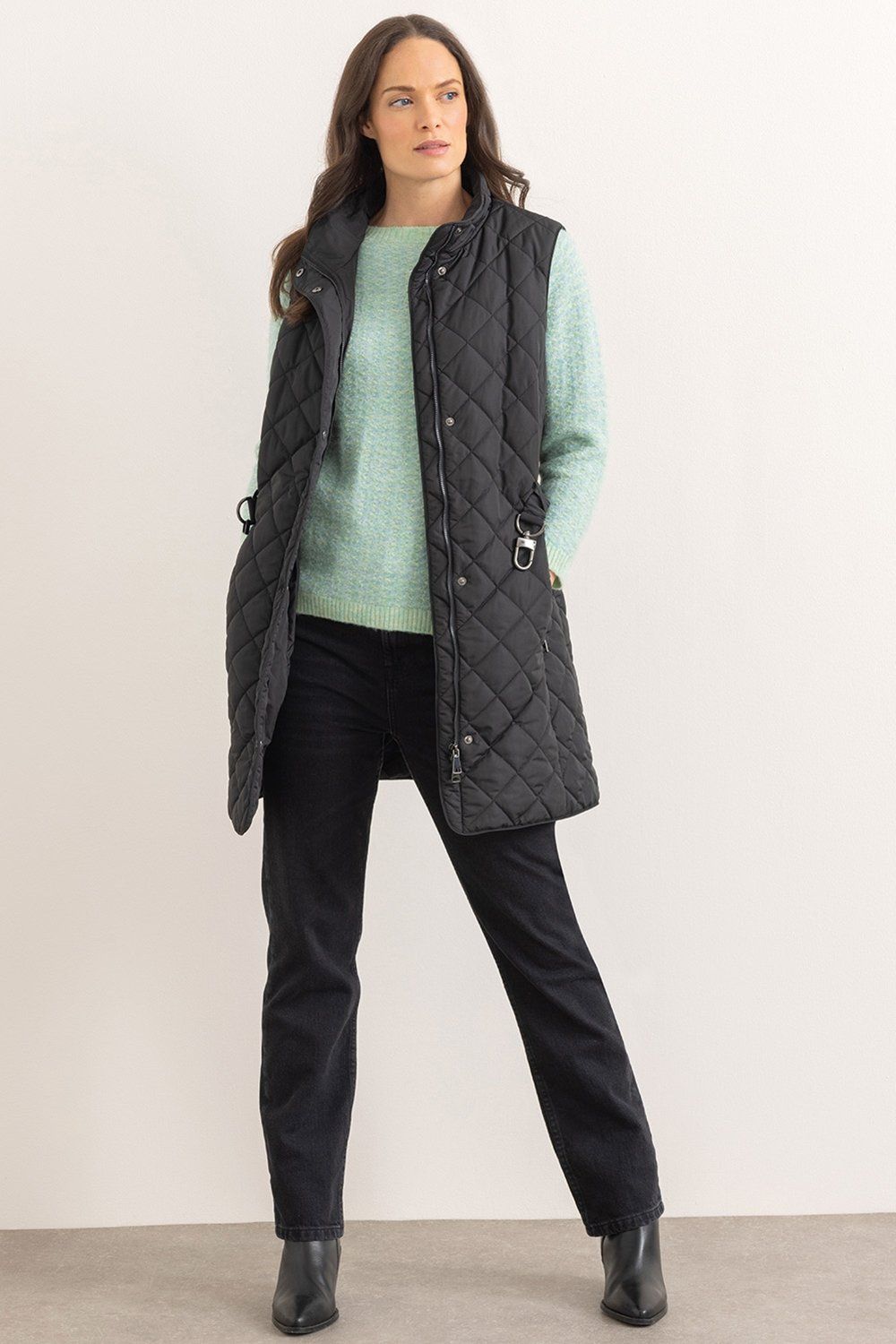 Klass. Longline Belted Quilted Gilet