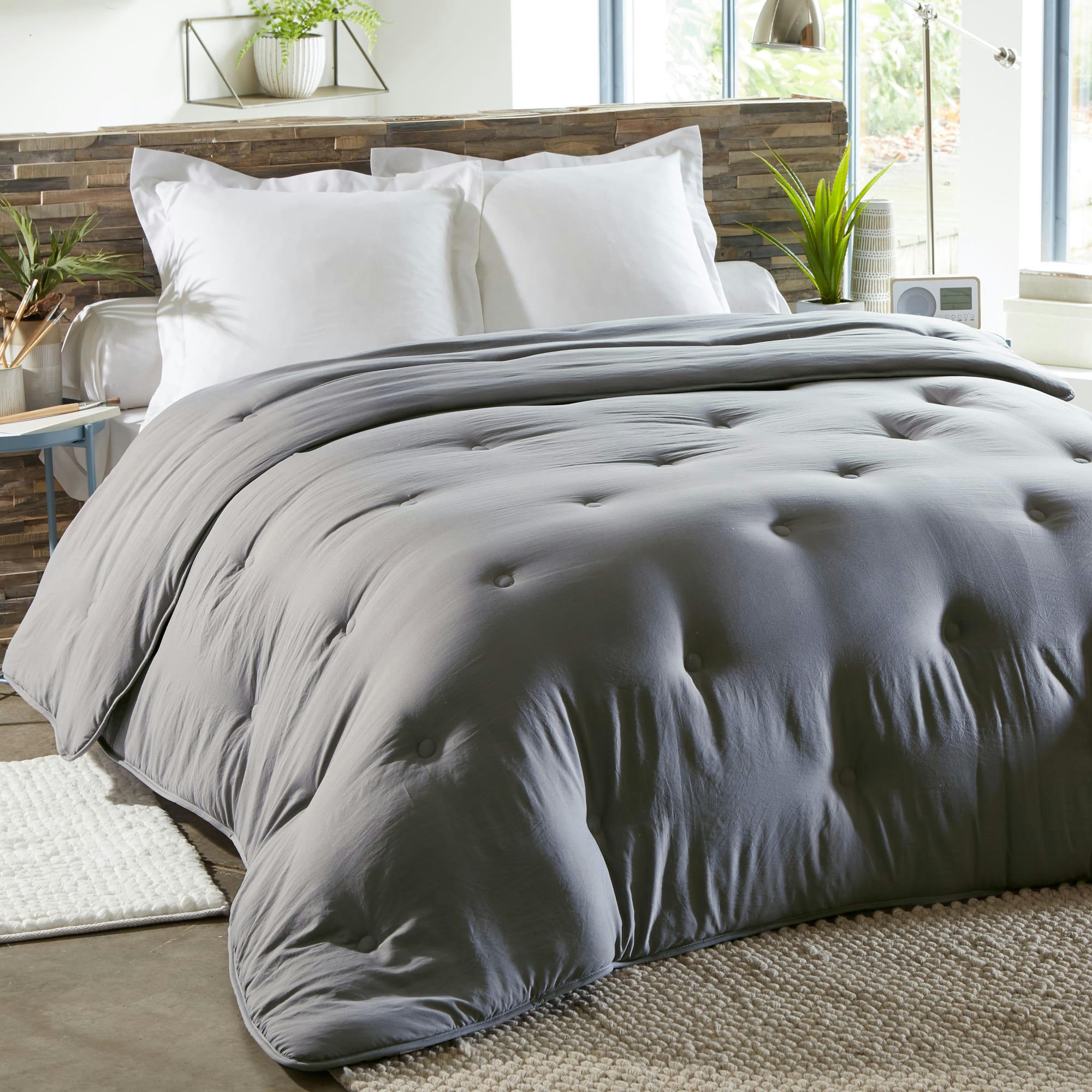ZEPHYR - Couette 240x260 grise en polyester 400 g/m²