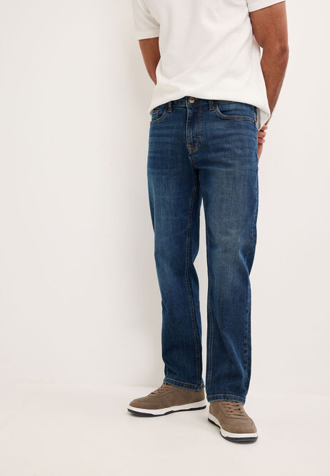 Mens Mid Blue Wash Ollie Straight Leg Jeans