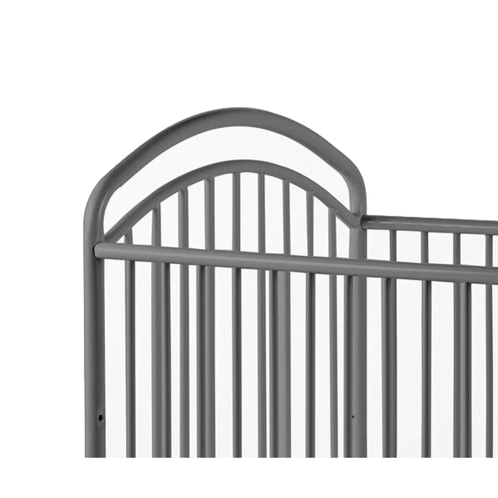 Metal 3 in 1 Full Size Twin Arched Crib with Grid Details, Gray