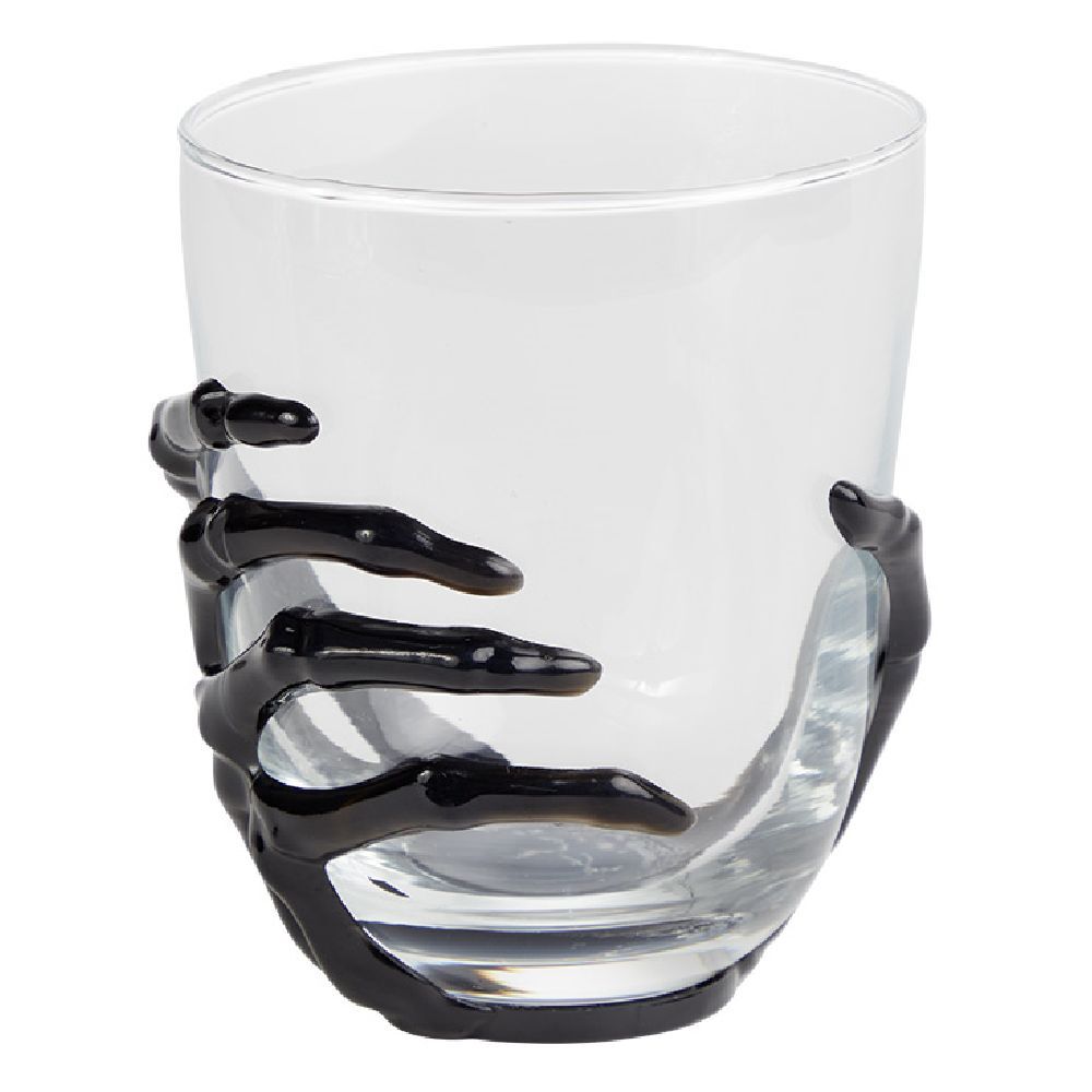 Verre main squelette Halloween noir transparent