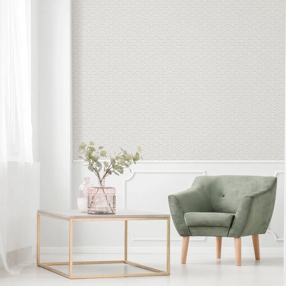 Sanders & Sanders behang art deco bogen grijs - 53 cm x 10 m