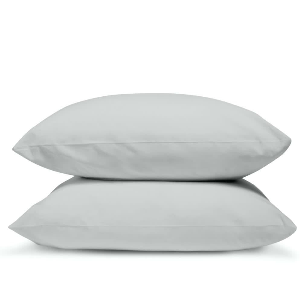 - Lot de 2 taies d'oreiller unies en percale de coton gris clair 50x75cm