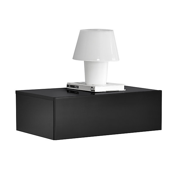 Etagère Murale pour Chambre avec 1 Tiroir Noir Laqué 46 x30 x15 cm en.casa