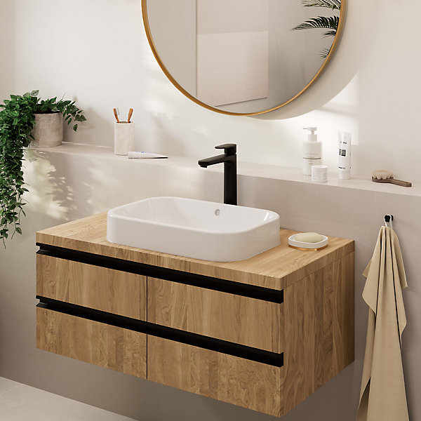 Hansgrohe Vernis Blend Mitigeur de lavabo 190 sans tirette ni vidage, Noir mat (HG-71582670)