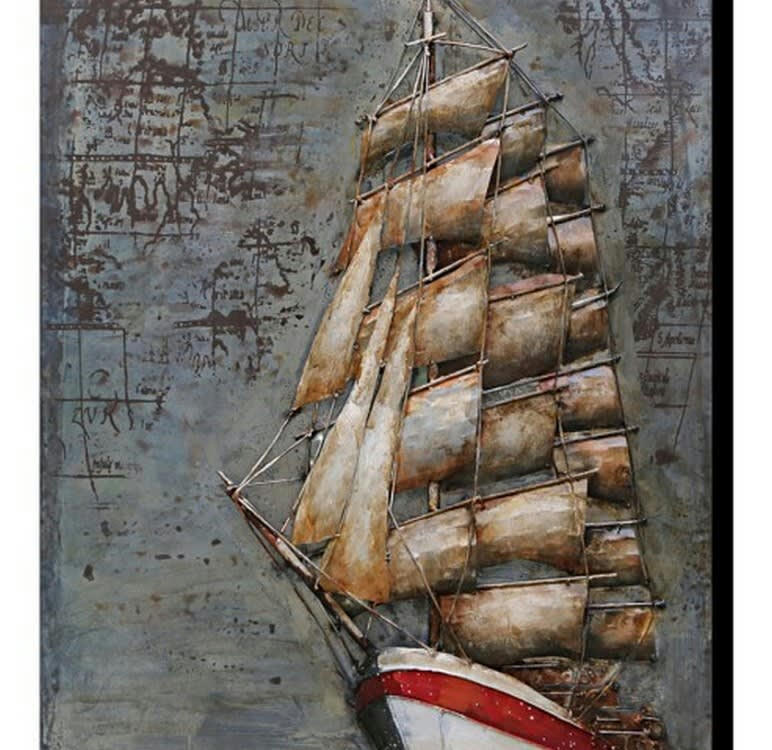 MÉTAL BRASS - Tableau relief en métal géant des mers 100x60