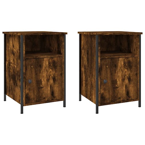 NNEVL Bedside Cabinets 2 pcs Smoked Oak 40x42x60 cm Engineered Wood