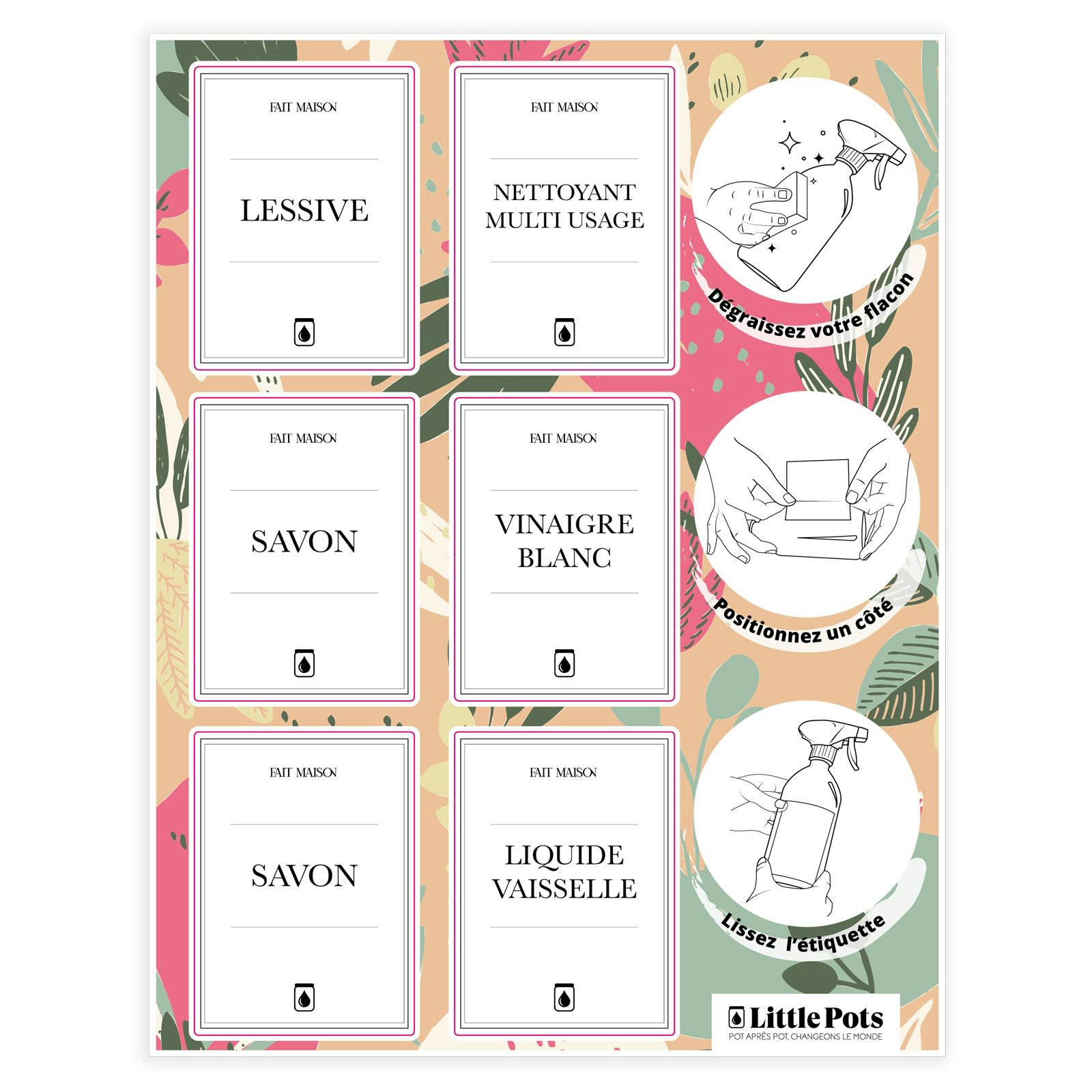 - Planche de 6 étiquettes waterproof - Univers MÉNAGER