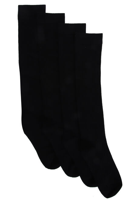 Womens Plain Black 2pk Knee High Socks