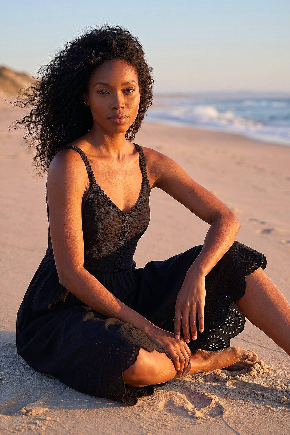 Roman Crochet Strappy Midi Dress